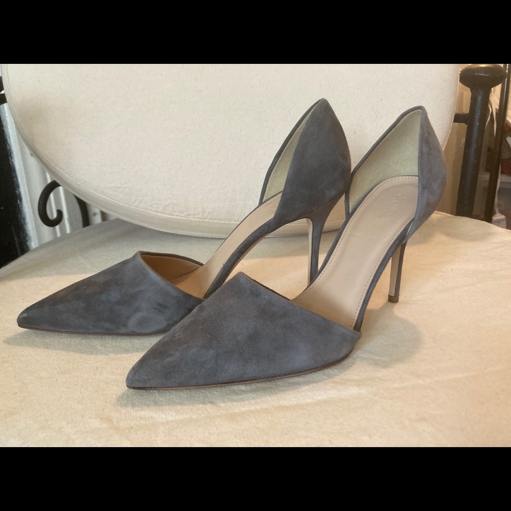 New ! Grey velvet 3 1/2 inch pumps.   Size - 7.5 Made in Italy - JCrew